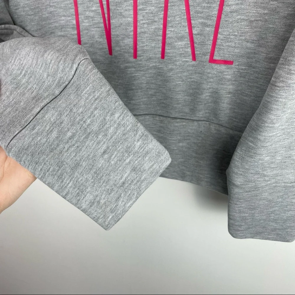 Nike Dri Fit Grey Pink Logo Hoodie Sz Medium